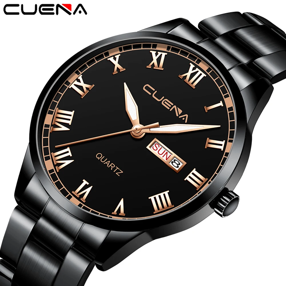 

CUENA original factory 3 ATM waterproof stainless steel back Men's quartz watches, 17 colors
