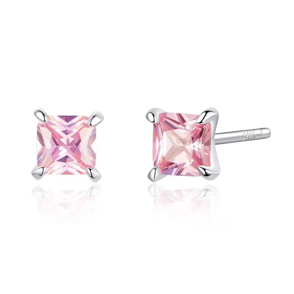 

SCE660 New Arrival 925Sterling silver Pink Princess Cubic Zirconia Stud Earrings