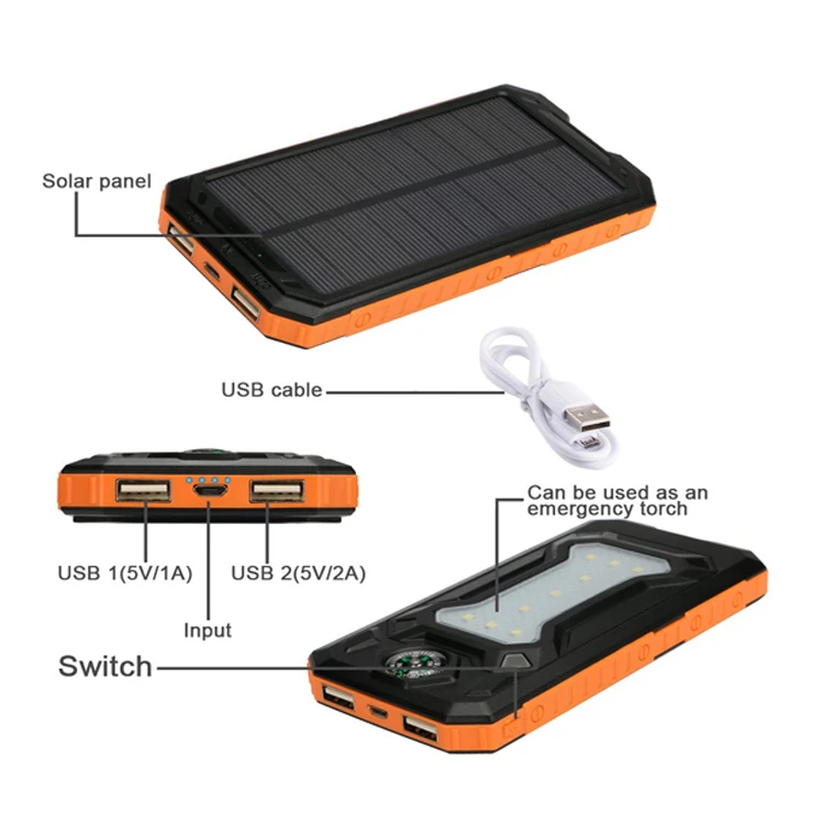 IP67 Dustproof Shockproof Rainproof Solar Phone Charger 30000mAh High Capacity Solar Power Bank - ANKUX.COM