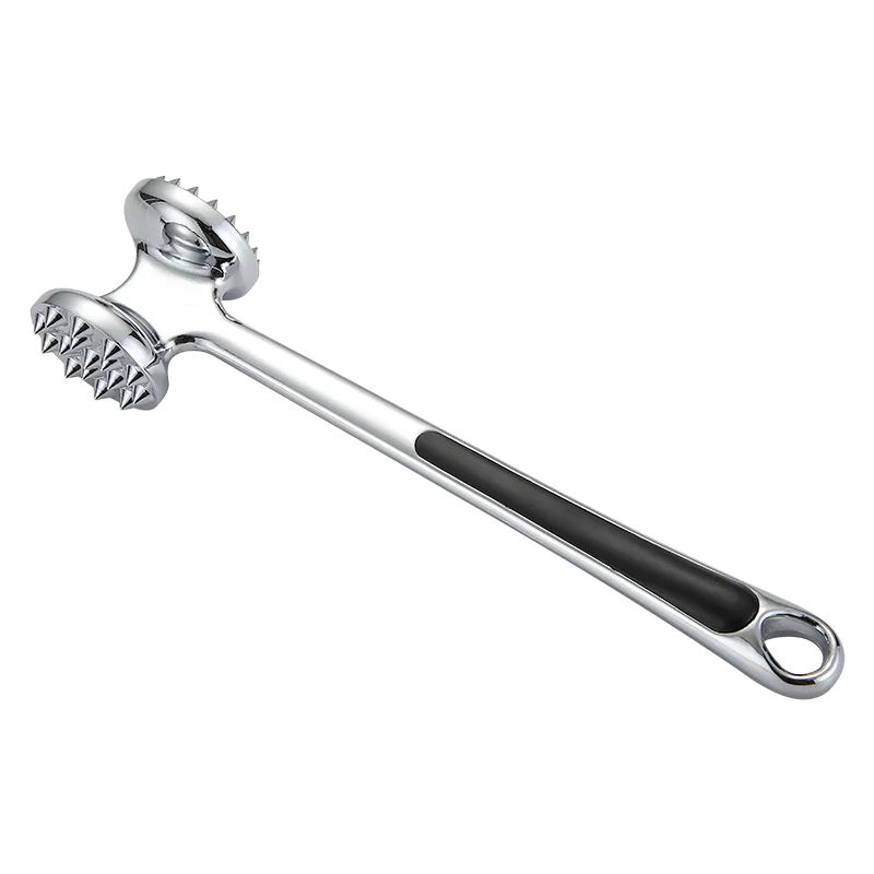 

double sided chicken beef food grade tenderizer tool zinc alloy meat hammer with handle met, Silver