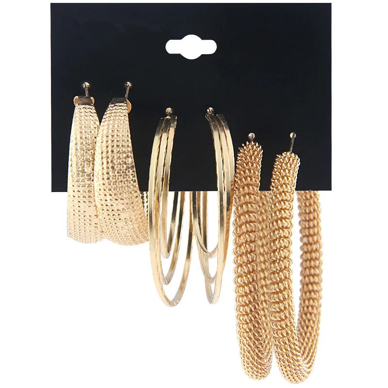 

Ding yi 2021 Exaggerated earrings combination suit gold ear ring spring earring hoop earrings ear cuffs