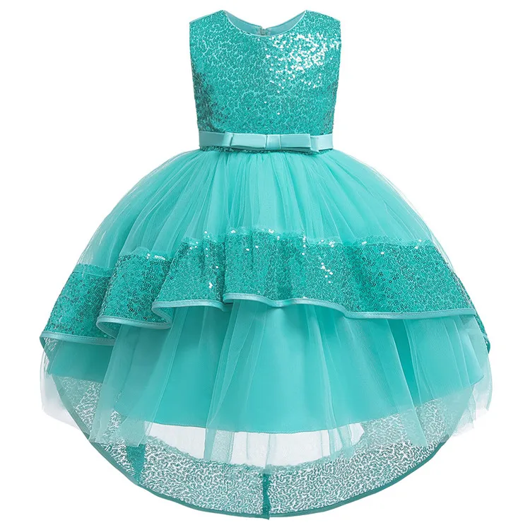 

New style wholesale 3-8 years kids tulle flower girl dress Sequins sleeveless princess dress