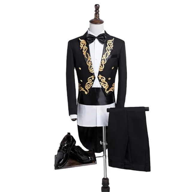 Men's Tuxedo Groom Marriage Suit Set Slimming Chair Long tuxedo Magic Show Dress