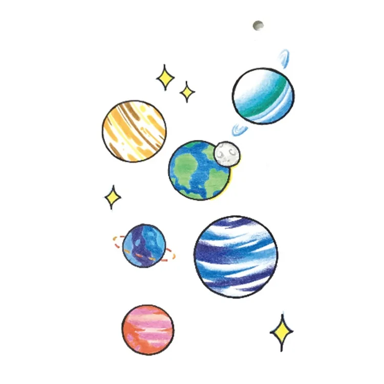 

Custom High quality asteroid kids Cartoon water transfer temporary tattoo sticker, Cmyk