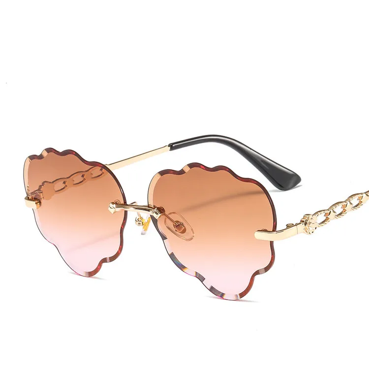 

QSKY Rimless Sunglasses Women Brand Designer Sun Glasses Gradient Shades Cutting Lens Ladies Frameless Metal Eyeglasses UV400, Mix color or custom colors