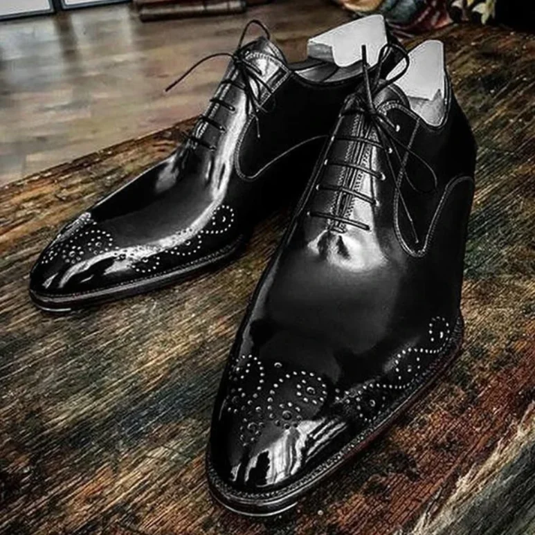 

Men's single shoes Spring 2021 new low-heeled men's shoes lace-up business deep mouth single shoes drop shipping, Black, burgundy