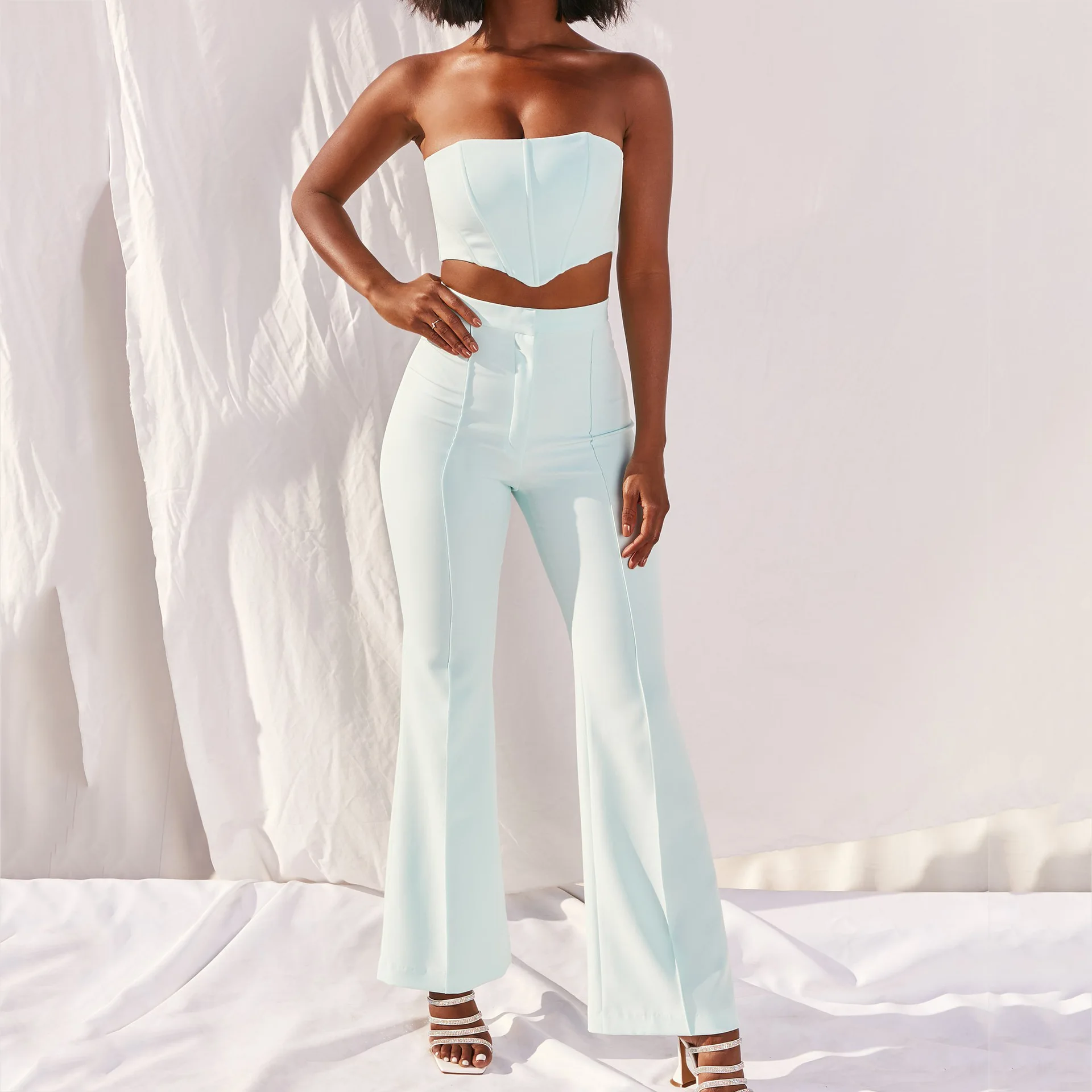 

2020 New fashion women fashion sexy solid top bra and pants two piece set women ladies clothing