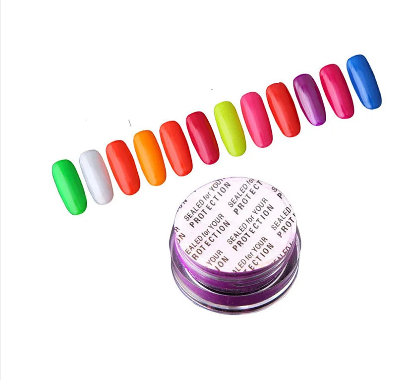 

12 Colorful Nail Art Glitter Pigment 3D Phosphor Dust Decorations Neon Pigment Powder Ultrafine Fluorescent Nail Powder