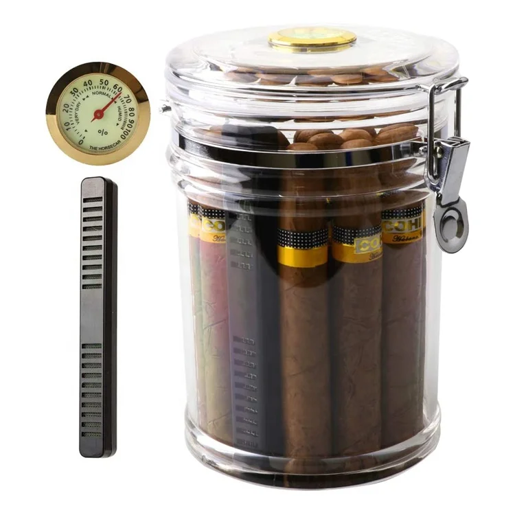 

weed ceramic humidor ceramic cohiba siglo vi glass 25 count acrylic herb caddy cigar jar, Transparent