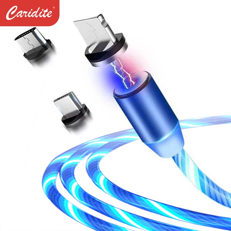 

Caridite Cable Fast Charging Line Data Cable Shenzhen Factory Wholesale 2020 New Products Mobile Phone 2A Magnetic Data Line, Flowing light