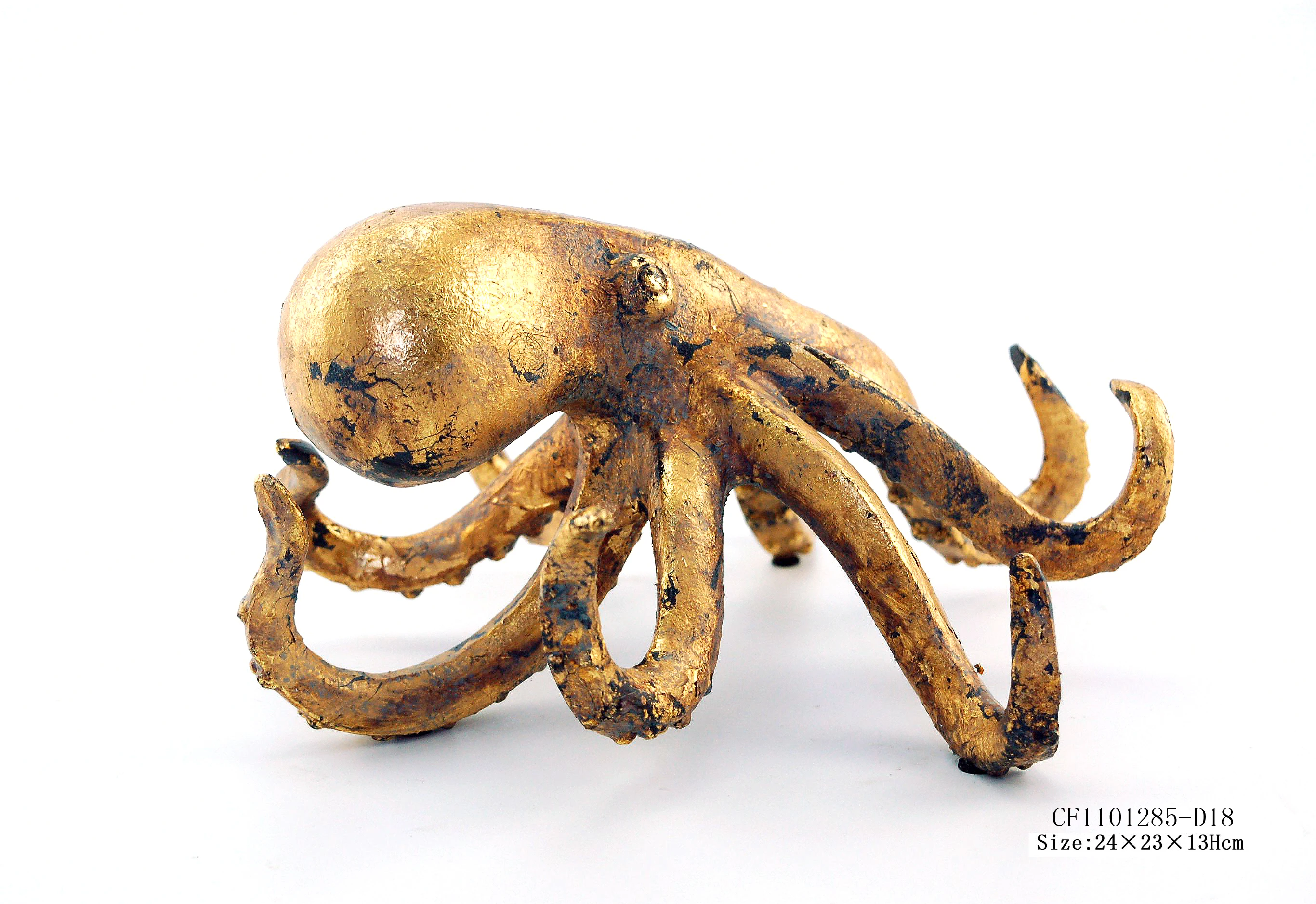 Custom Gold Leaf Sticker Finish Resin Octopus statues Gift For Tabletop Decor supplier