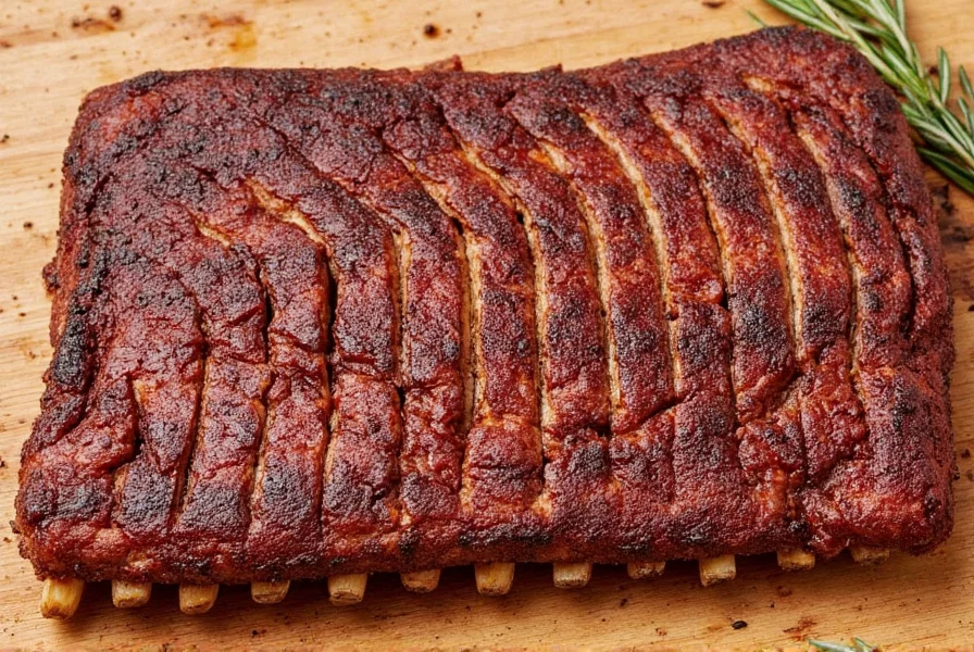 Sliced low slow ribs with sauce