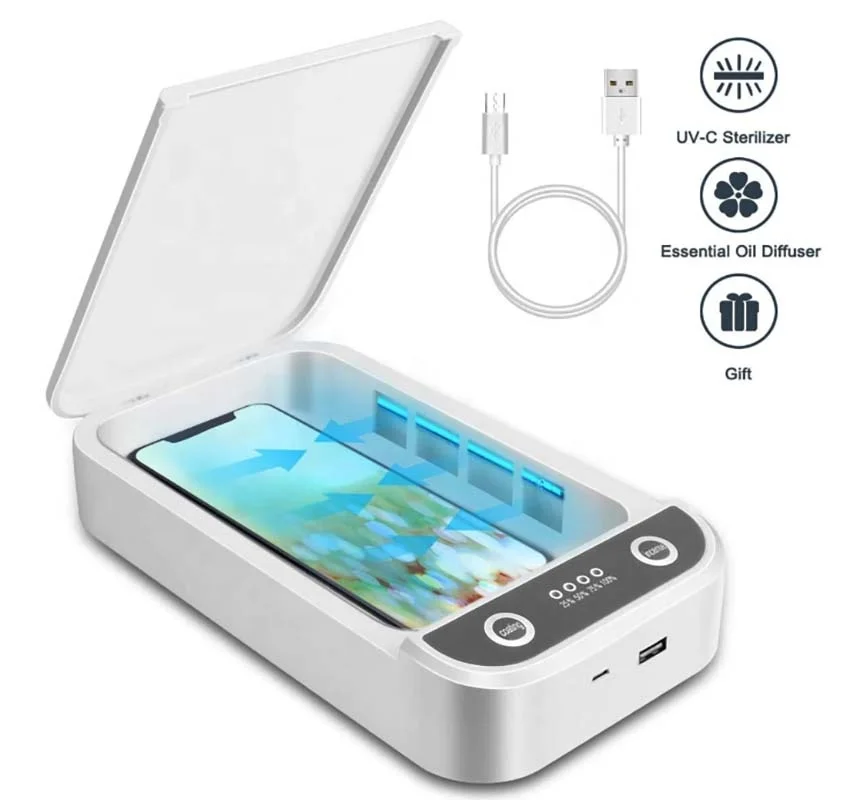 

Hot sale Wireless charger 10W Portable with UV sterilization smartphone Fast charging Mobile Phone Cleaner Sterilizer For iPhone, White