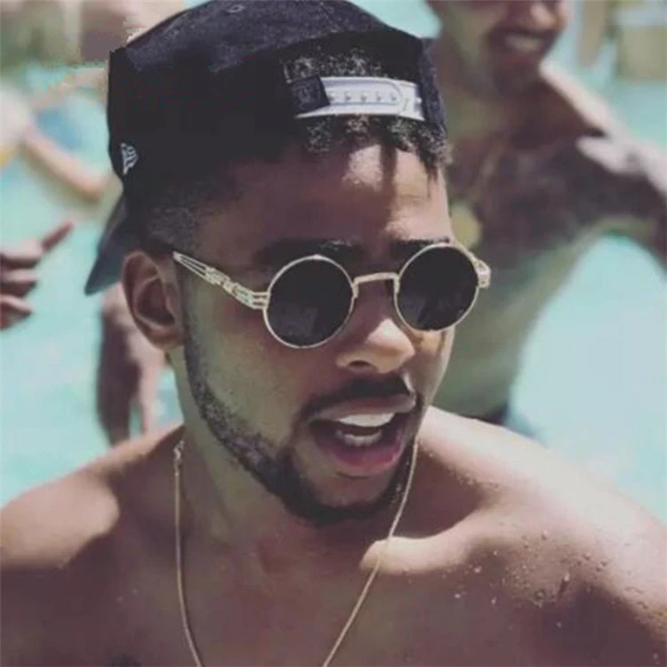 

Retro Unbreakable Classic Shades Mens Glasses Sun Sunglasses Women Vintage Steam Punk Round Metal Sunglasses For Men, As pictures or customized color