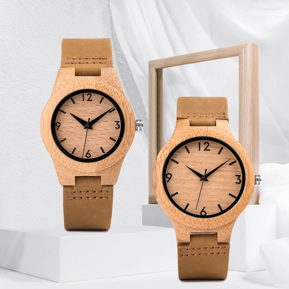 

High Quality Minmalist Customization Luxury Glossy Dodo Deer Style Lovers Men Womens Wooden Brand Watches With Strap Gift Box