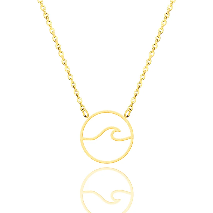 

XuQian 2021 New Designs Small Round Ocean Wave Pendant for Necklace, Gold/silver/rose gold