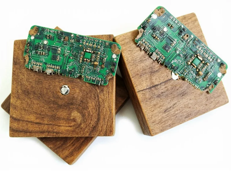 DIY fusion coasters made from circuit boards and reclaimed wood