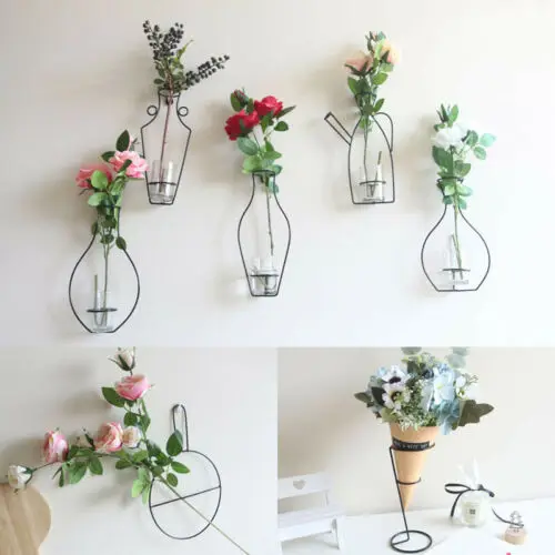 

Nordic Style Iron Frame Vase Wall Hanging Plant Dried Flower Racks Bottle DIY Decorative Shelves
