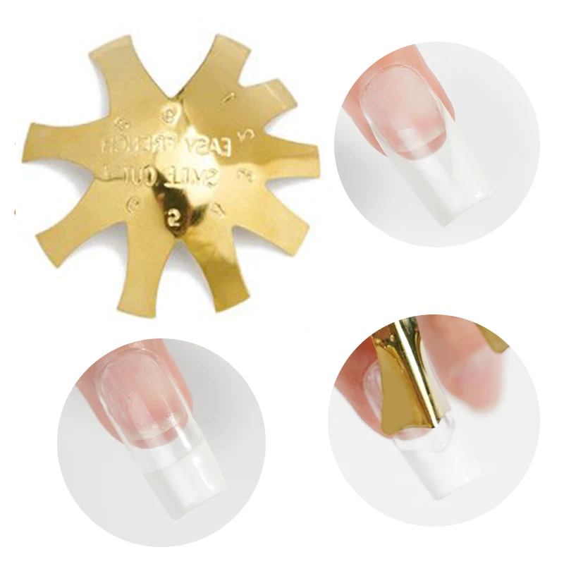 

2021 new gold stainless steel nail tips tool oval round deep French cutter, Golden