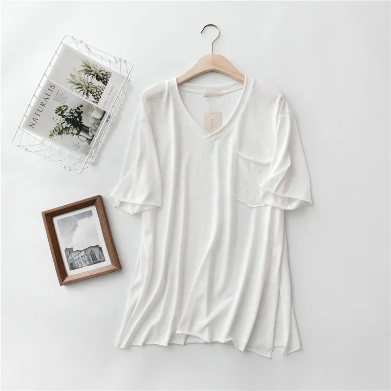 

China supplier v neck ladies hemp organic cotton t-shirts women hemp t shirts wholesale, Stock color /custom color