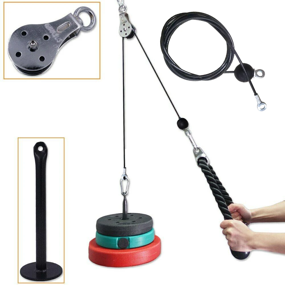 

Home Fitness Pulley Cable Machine Integrated Gym Equipment Trainer Resistance Band Kit Exercise Band Tricep Rope for Lat Machine, As picture