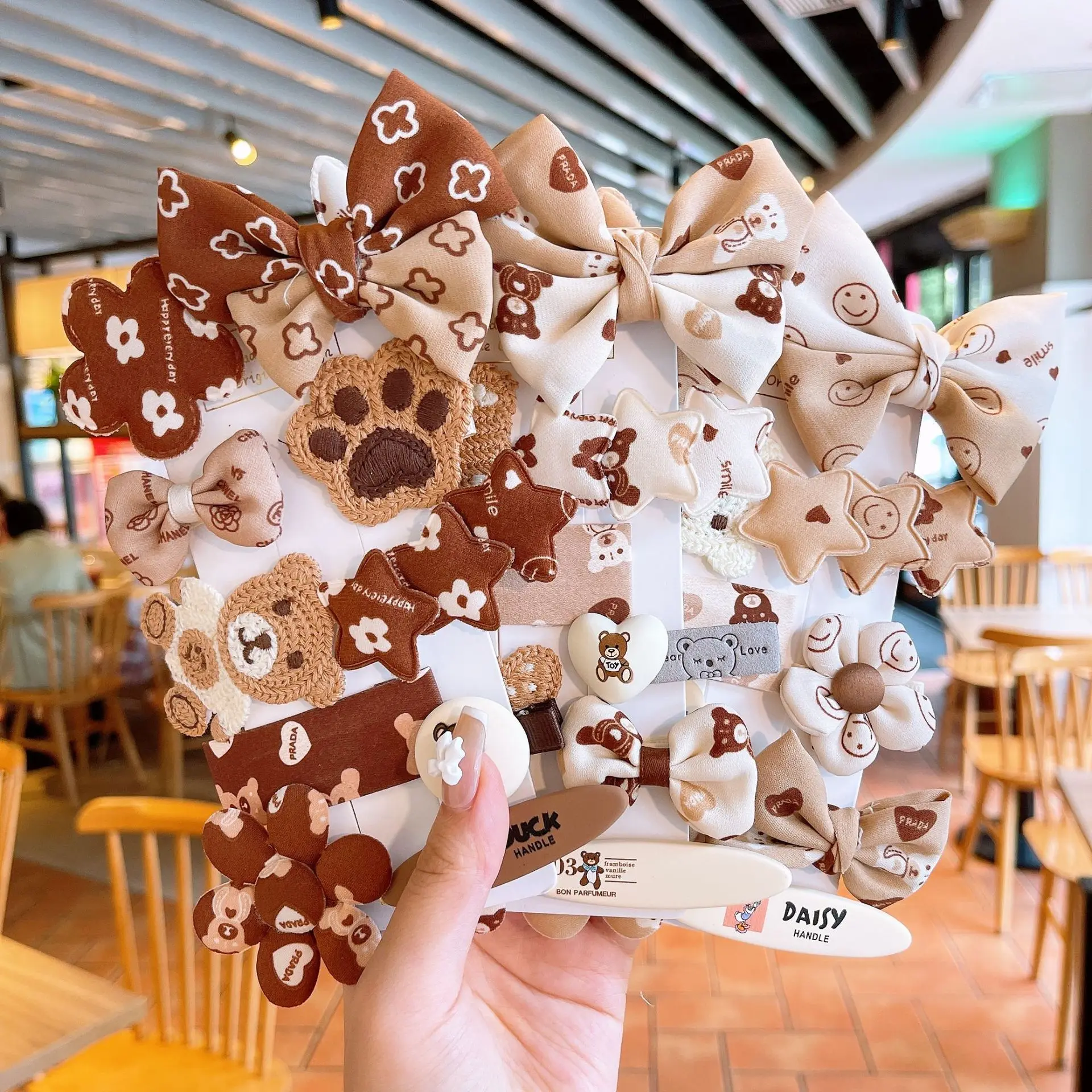 

New design 2021 cartoon bear bow kids hair clips set kids cute hairpin for girls