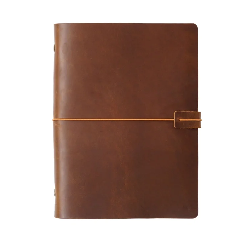 European Style A5 Size Loose-leaf Cowhide Notebook Genuine Leather Retro Daily Office Business Diary Handmade Notebook