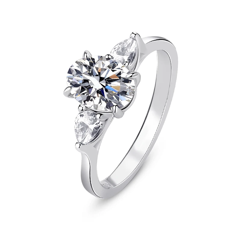 

MOYU Fine Jewelry White Gold Oval Moissanite Wedding Rings 925 Sterling Silver Moissanite Diamond Jewellery for Women Engagement