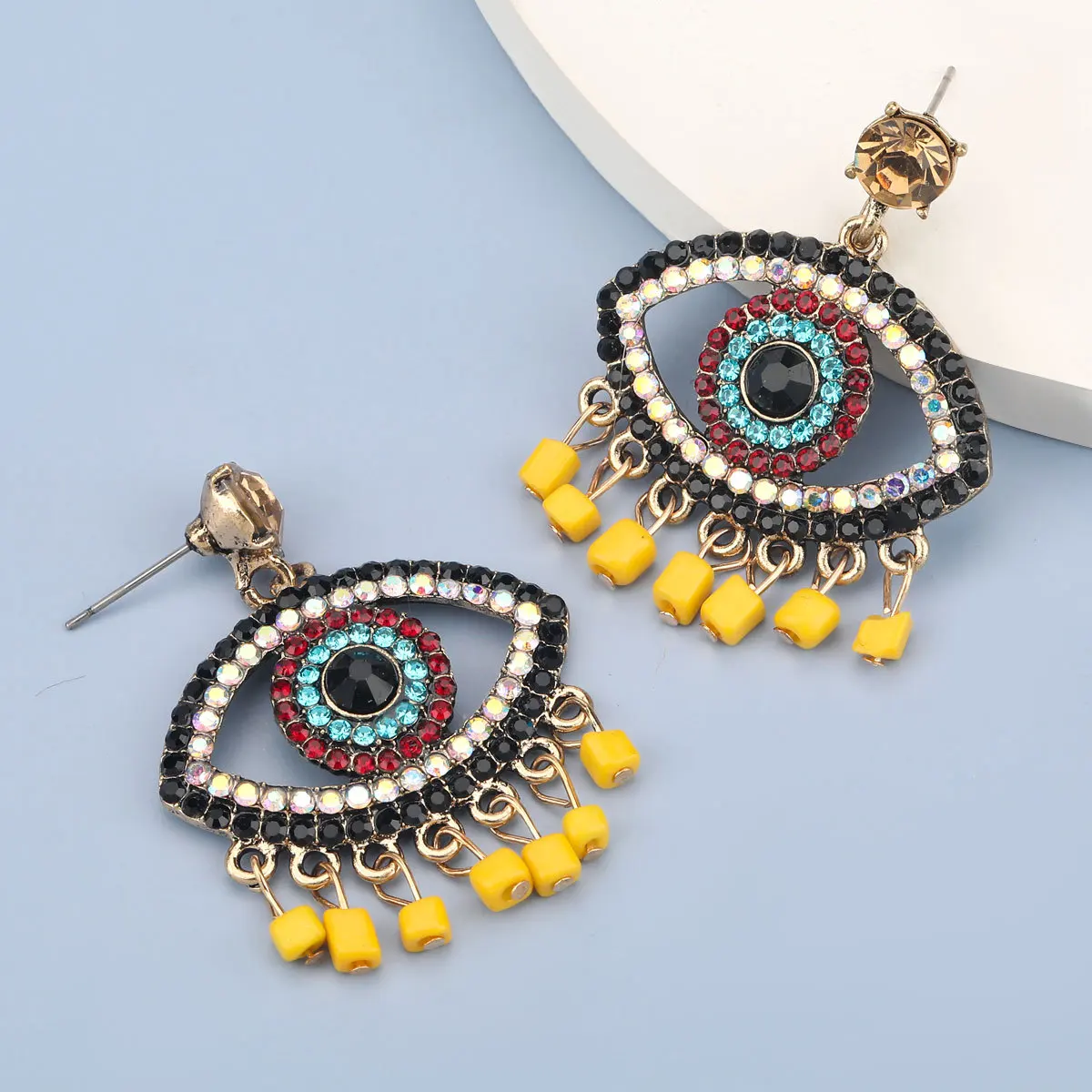

Drop Earring Wholesale Custom Fashion Vintage Boho Cintage Baroque Multicolor Zircon Crystal Earrings