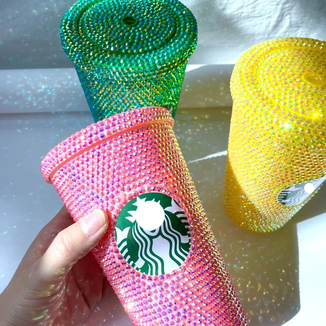 

Christmas Gift for Children Unique Bling bling rhinestone gem colored beverage coffee cup bottle OEM customer design, Yellow ab,pink ab,blue ab,customer colors