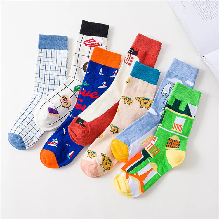 

WIIPU Women's funny cute cartoon fruit animal socks owl banana socks Christmas sports men and women stockings gifts