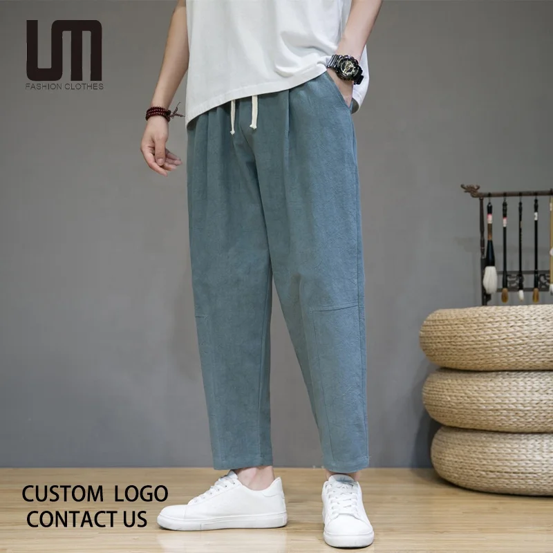 

Liu Ming Chinese Style Wholesale Men Summer Solid Color Cotton Linen Loose Pants Streetwear Trousers