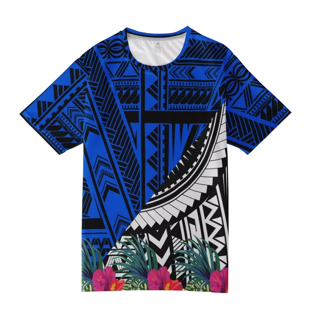 

custom made tops Polynesian tribal design Style T-shirts hibiscus Printing China T Shirt Machine Mens Round Neck T Shirt, Customized colors