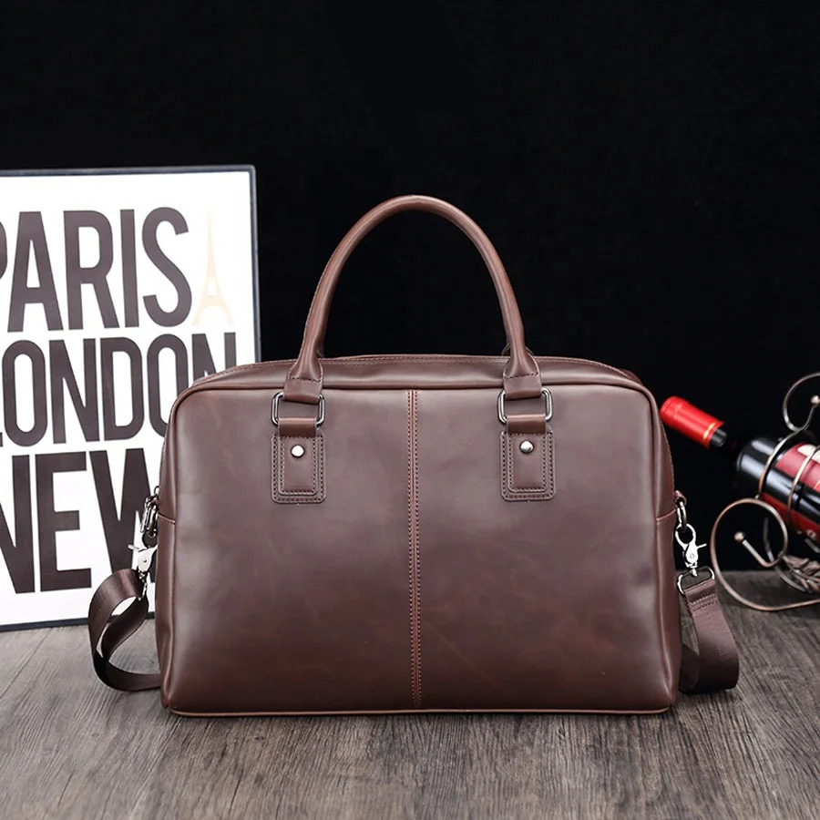 

Customized Luxury Gift Leather Briefcase PU Leather Bags For Men Leather Briefcase Vintage Simple Crossbody Business Bag