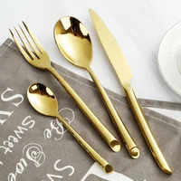 

Fork Knife Spoon Utensils 4pcs reusable dinnerware cutlery gold plated flatware set stainless steel