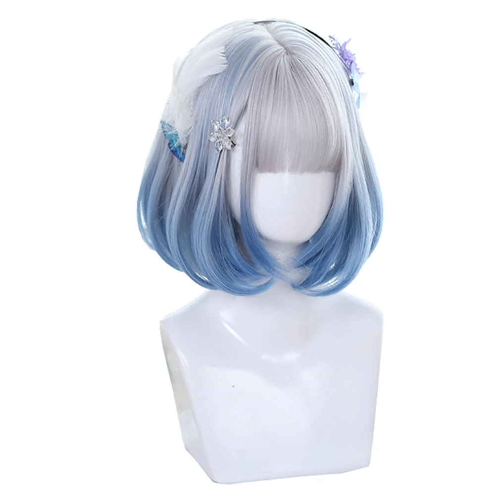 

Short Hair Wig Bob Wavy Synthetic Japanese Cute Lolita Rooming Face Natural Natural Daily Girls Cosplay Wigs, Pic showed