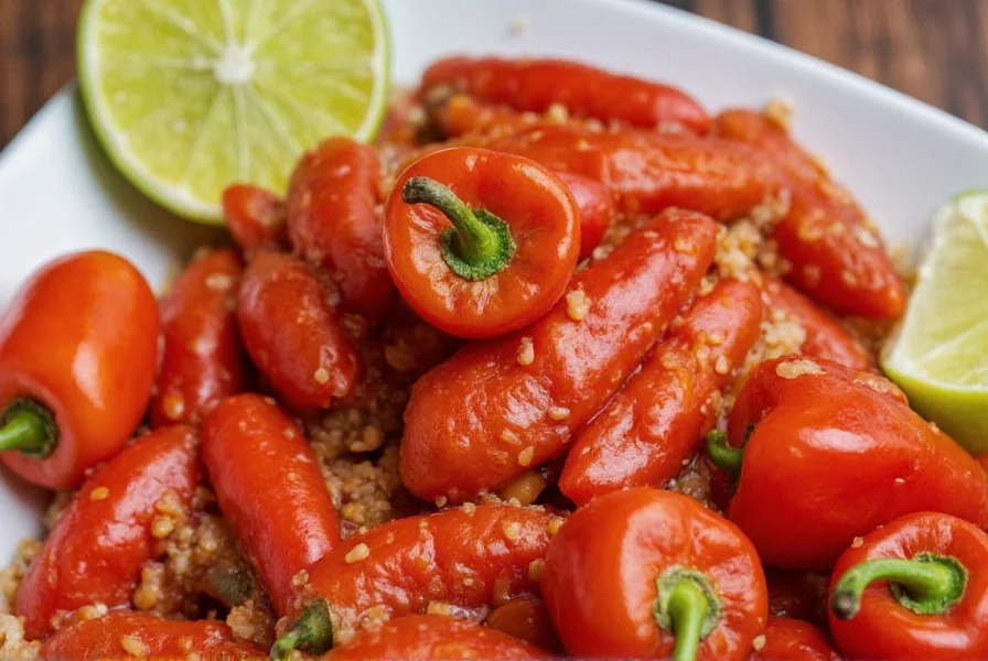 Fresh green and dried red chilies side by side
