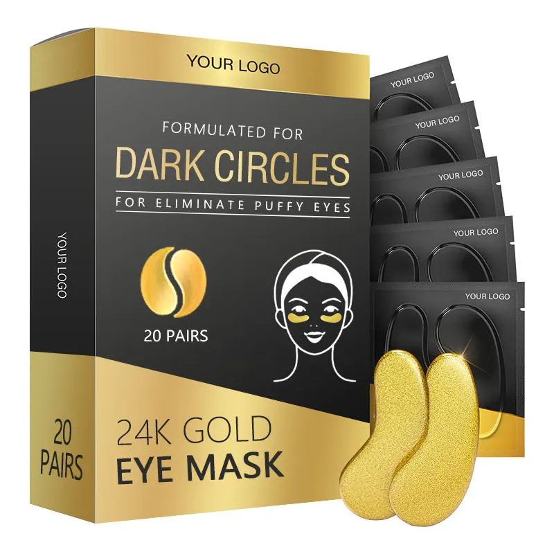 

24k Gold Eye Masks Collagen Under Eye Patches Dark Circles Anti-Wrinkle Under Gel Treatment Mask, Green, red, pink, gold, black, brown, green + pink, gold+red