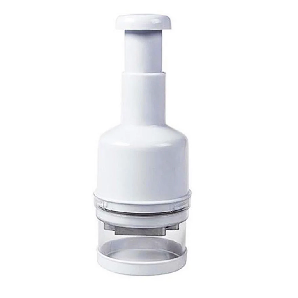 

Hand press onion garlic vegetable cutter chopper, White