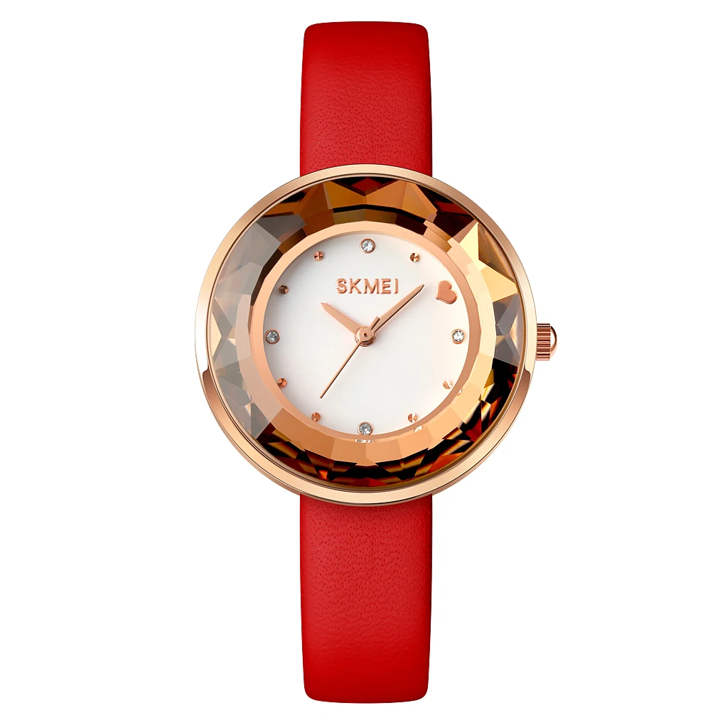 

SKMEI 1707 Fashion Business Luxury Elegant Ladies Waterproof Stainless Steel Leather Quartz Watch, Red/white/brown/black leather,rose gold stainless steel