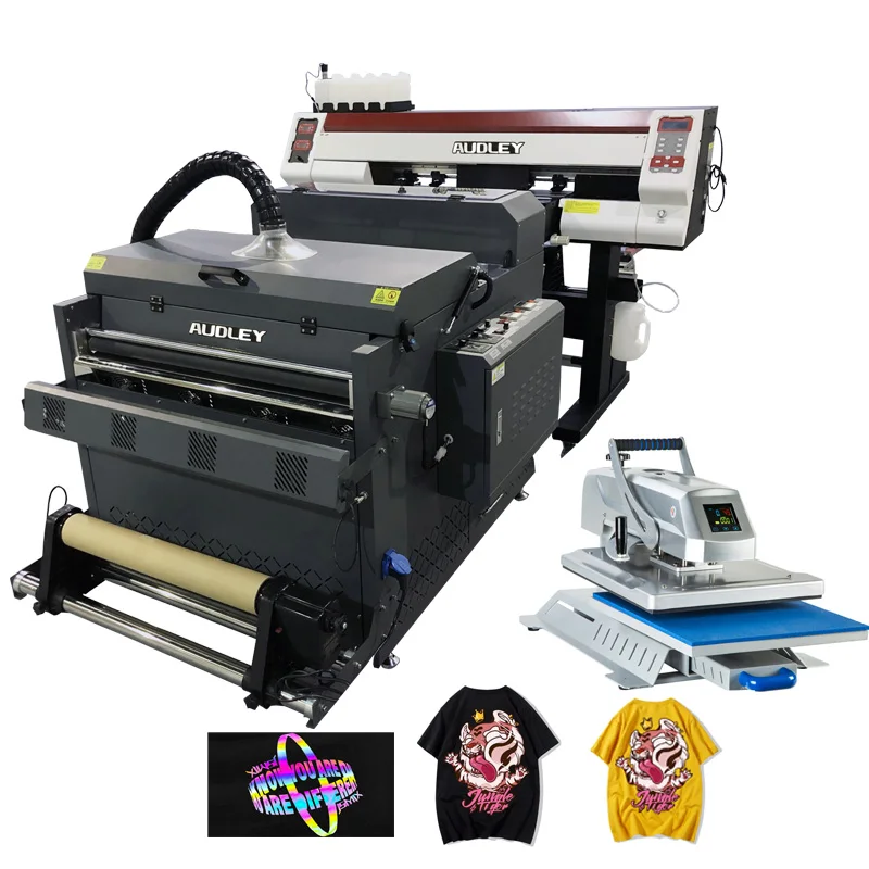 

White ink digital inkjet heat transfer pet film positive dtf printer printing machine with shake dryer powder machine for fabric