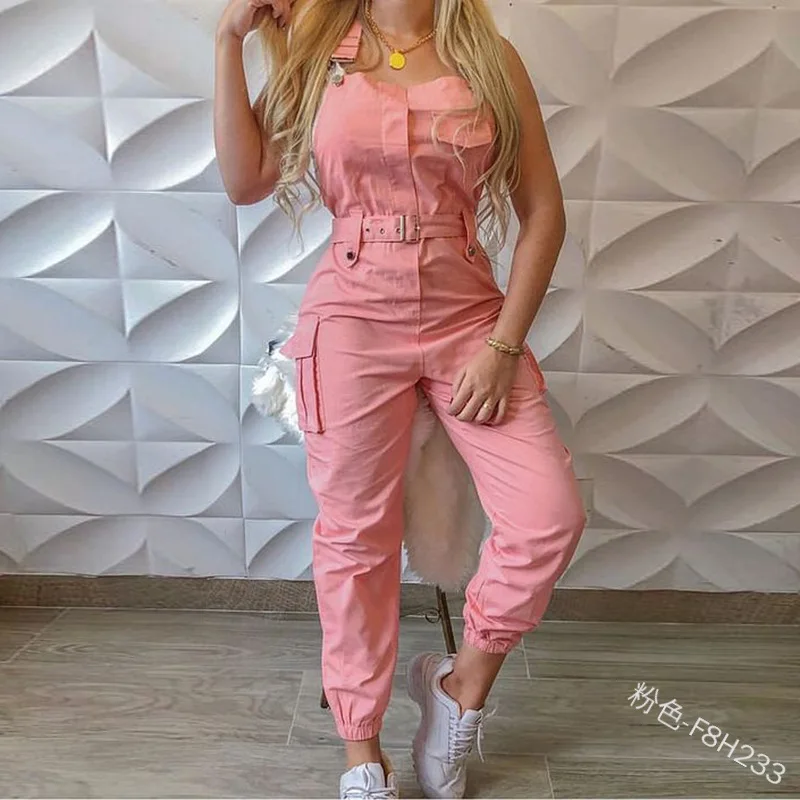 

Wholesale Casual Women Wide Leg Casual Jumpsuit Overalls With Belt