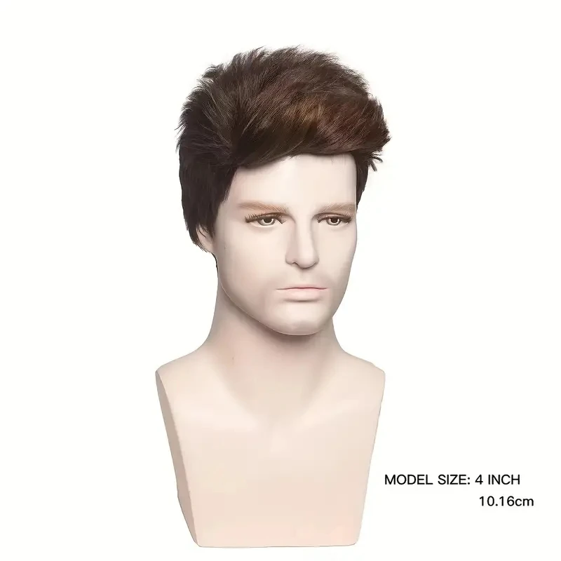 Wholesale Mens Short Brown Wig Cosplay Party Natural Synthetic Fiber Hair Replacement Wigs