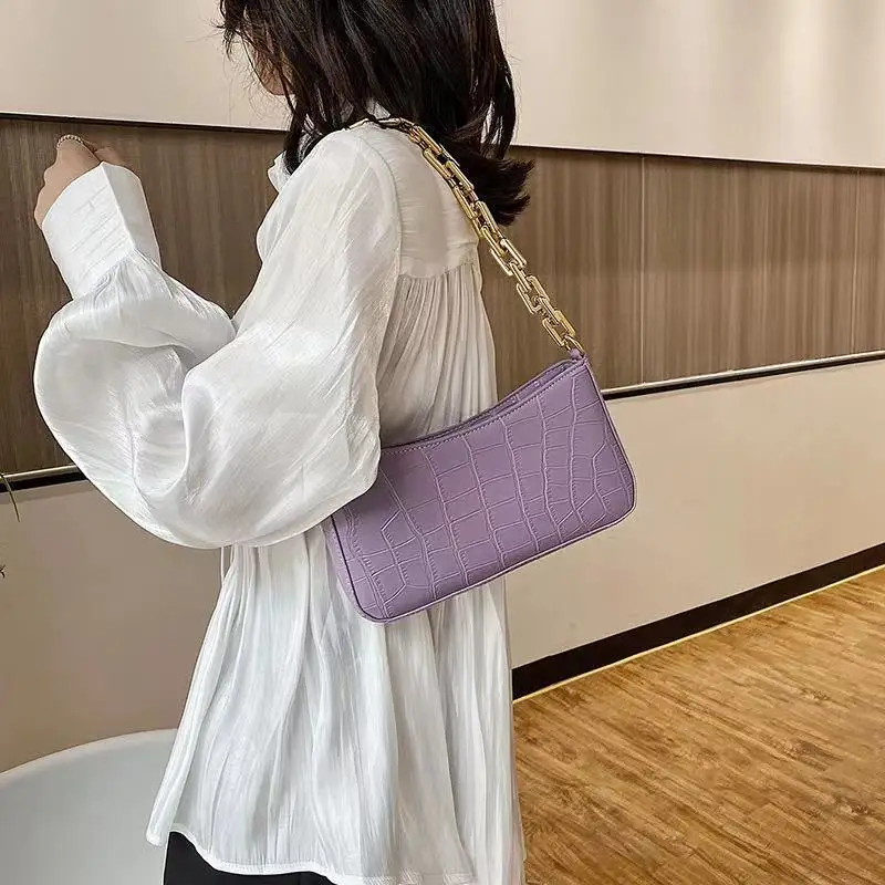 

New hand bags Korean version Crocodile pattern chain ladies shoulder bag elegant handbag woman, As the picture shown or you could customize the color you want