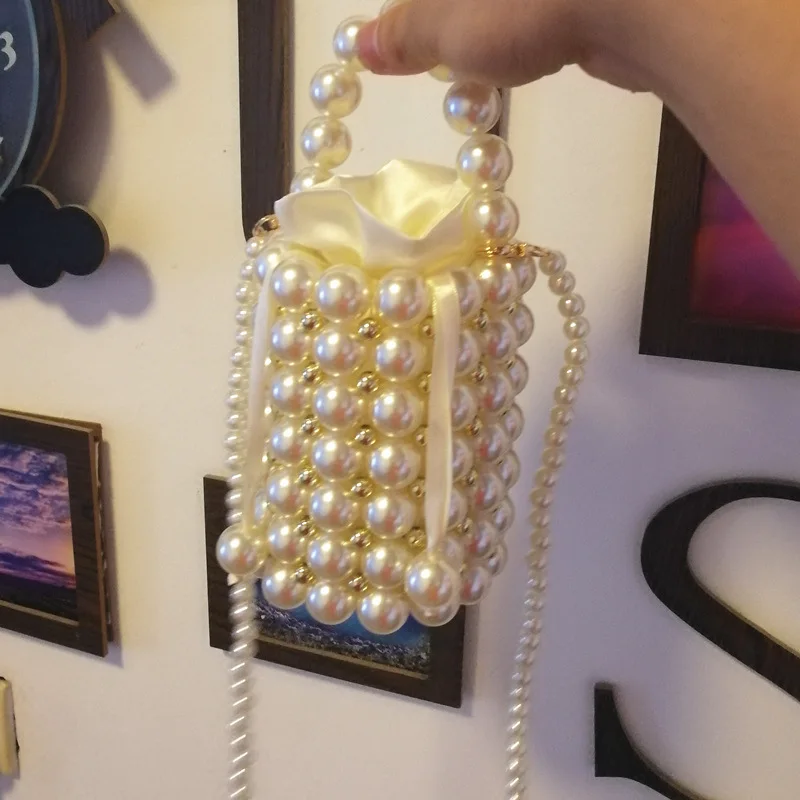 
Vintage Handmade Pearl Beaded Evening Bags Women Mini Handbags Ladies Party Bags 