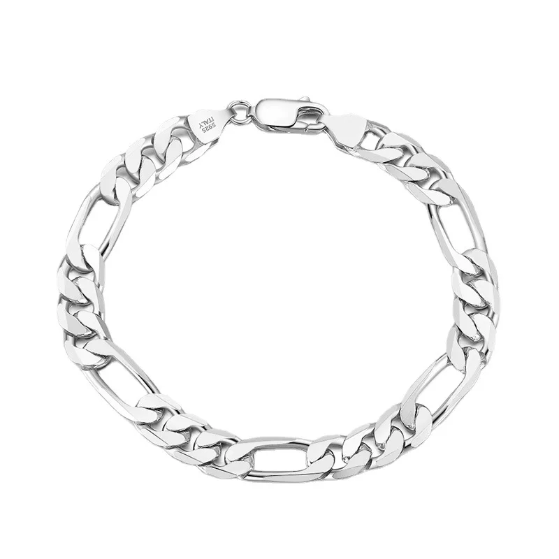 

High Quality Men's and Women's Personality 925 Sterling Silver Bracelet 6.5mm Wide Chain Pulsera Cuban Custom Jewelry Findings