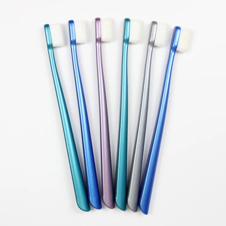 

China export ten thousand metallic feel 10000+ 20000 bristle adult super soft fine toothbrush, Green, gray, blue, purple