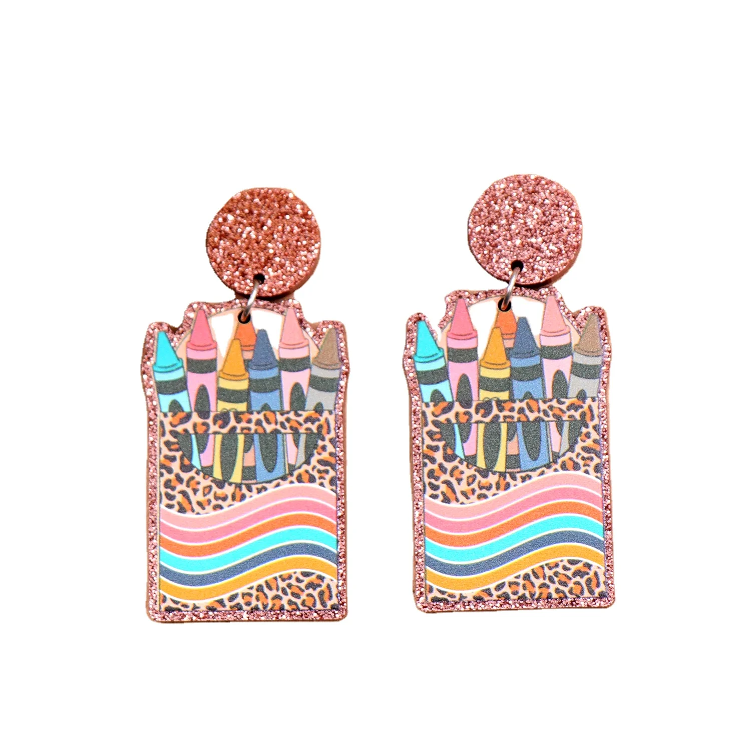 

ERS662ER1455 High Quality Crayon Jewelry For Teacher's Day Gift Acrylic Earrings