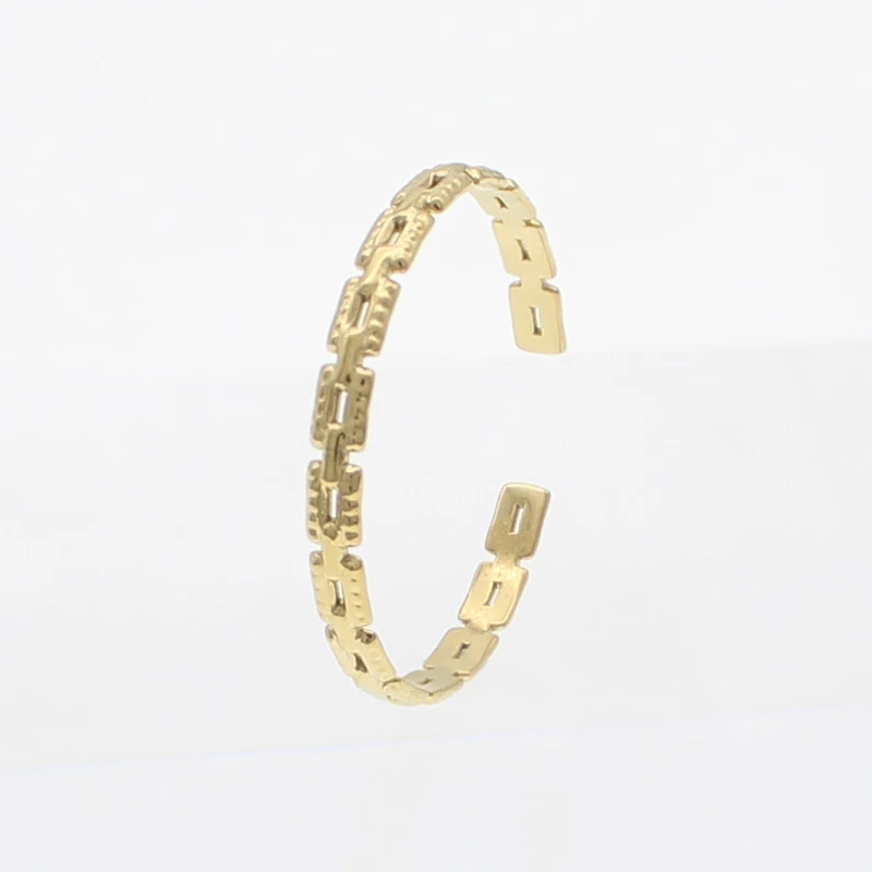 

New style Geometric Adjustable Unisex Stainless Steel finger Ring Plating Real Gold Jewelry Mother's Day Gift R5043