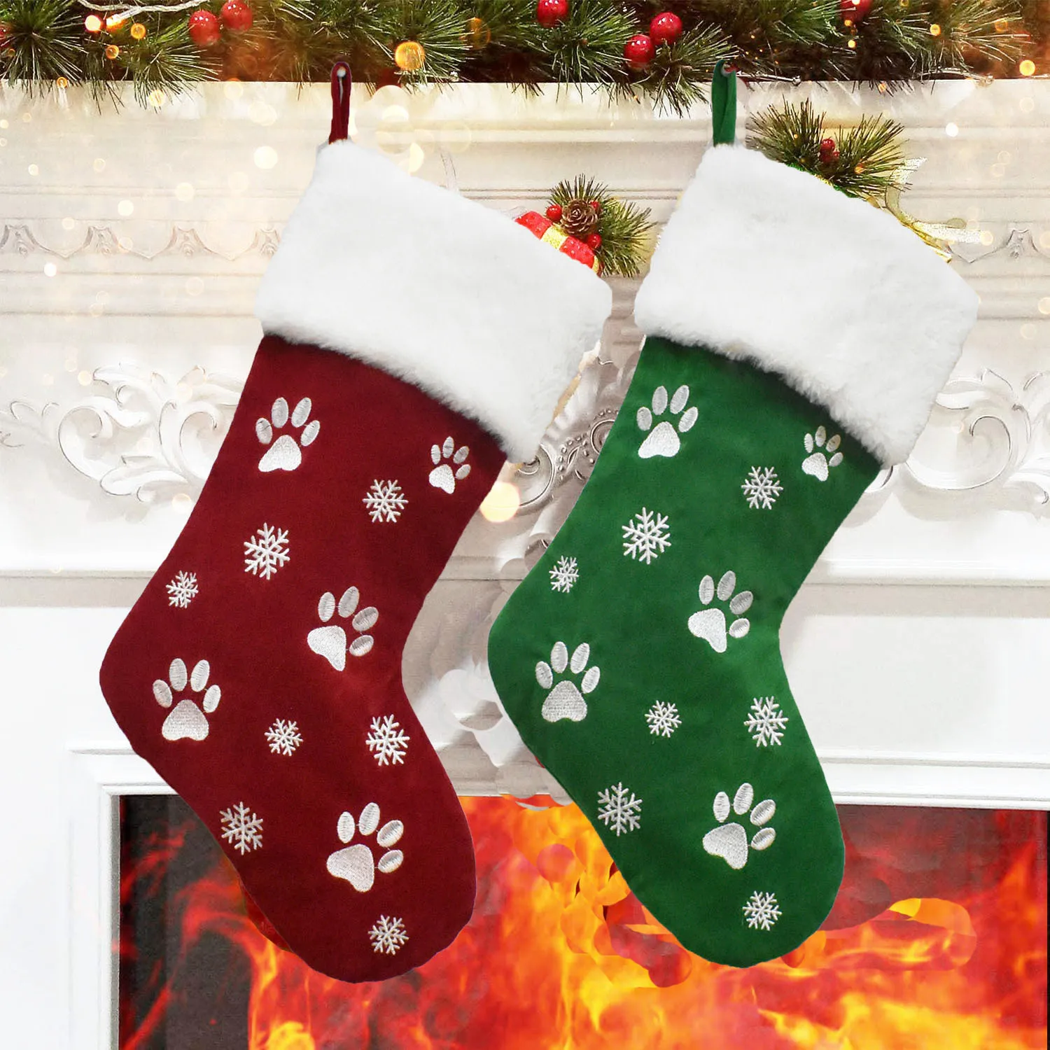 

Wholesale Christmas Stockings Dog Paw Christmas Stockings